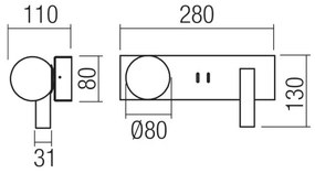 Redo 01-4661 - Lampada da parete LED NORMA LED/5W/230V + LED/3W CRI 90 USB dorata