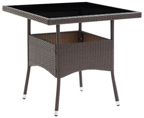 Set da pranzo da giardino 3 pz marrone in polyrattan e vetro