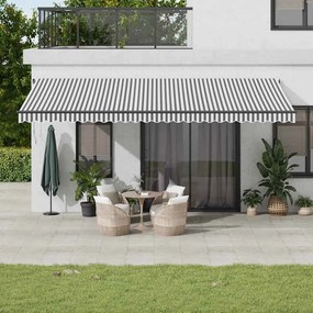 Tenda Da Sole Retrattile Manuale Antracite E Bianco 600x300 Cm /