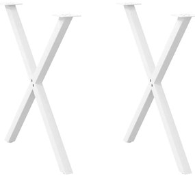 Gambe Tavolo Pranzo A Forma X 2 Pz Bianco 70x(72-73) Cm Acciaio /
