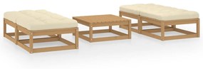 Set divani da giardino 5 pz con cuscini legno massello di pino