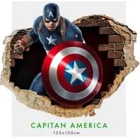 Capitan America - Adesivi murali parete 3D wall sticker cameretta bimbi Misura: 150x100 cm