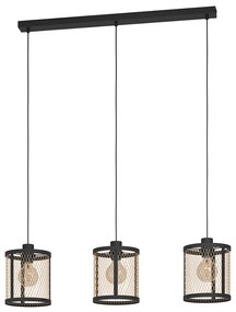 Lampadario Industrial Dellow 3 Luci Acciaio Nero