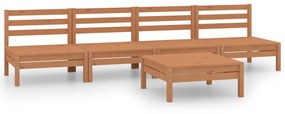 Set divani da giardino 5 pz miele in legno massello di pino