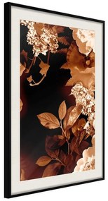 Poster  Flower Decoration in Sepia  Cornice Quadri Cornice nera con pass-partout, Larghezza x Altezza Home decor 40x60