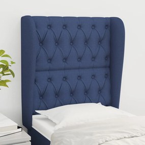 Testiera Ad Orecchio Blu 83x23x118/128 Cm İn Tessuto /
