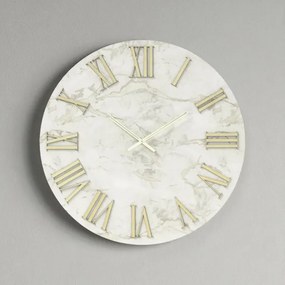 Orologio HAROLD rotondo D40 cm in legno rivestito con parato Oro