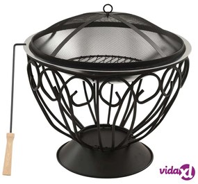 vidaXL Braciere e Barbecue 2in1 e Attizzatoio 59x59x60 cm Acciaio Inox