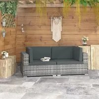 Poltrone Modulari ad Angolo con Cuscini 2 pz Polyrattan Grigio 47262