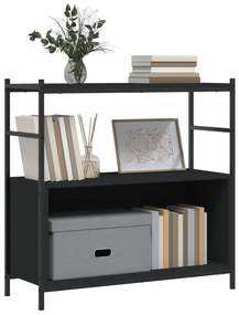 Libreria nera 80x30x78,5 cm in legno multistrato e ferro