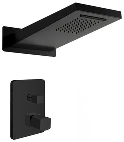 Set doccia da incasso con soffione a sbalzo 22x50 cm nero opaco Lotus