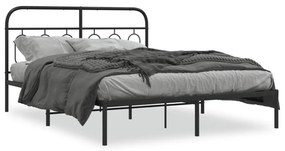 Giroletto Con Testiera İn Metallo Nero 140x190 Cm /