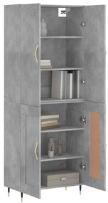 Credenza Grigio Cemento 69,5x34x180 cm in Legno Multistrato