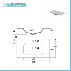 Mobile Bagno Sospeso Effetto Legno 80x47 cm con Specchio Tondo