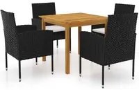 Set Mobili da Pranzo per Giardino 5 pz Nero 3067741