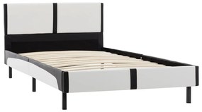 Letto con materasso memory bianco nero in similpelle 90x200 cm