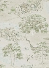 Sanderson Carta da parati Sea Houses - Green/ Sand