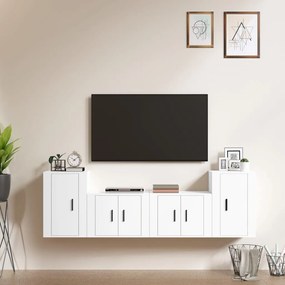 Set di mobili porta tv 4 pz bianco in legno multistrato