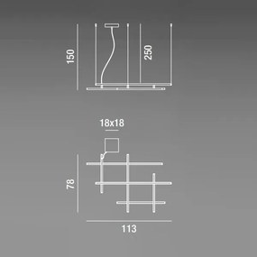 NET sospensione moderna LED dimmerabile 3000K-6000K, design minimal in metallo e alluminio