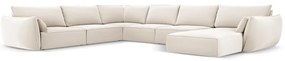 Divano angolare beige (con penisola a sinistra/a U) con rivestimento in velluto Vanda – Mazzini Sofas