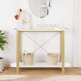 Tavolino consolle bianco 110x38x75 cm in legno multistrato
