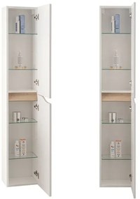 Set mobili bagno sospesi 100cm in legno mdf bianco e quercia Sumya
