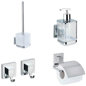 Set di accessori da bagno autoportanti color argento in plastica lucido Quadro - Wenko