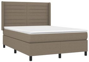 Letto a molle con materasso e led tortora 140x200 cm in tessuto