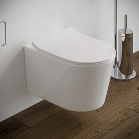 Vaso WC Round sospeso filo muro in ceramica completo di sedile softclose