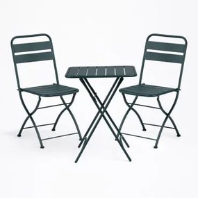 Set tavolo pieghevole (60X60 cm) e 2 sedie pieghevoli Janti Verde - Sklum