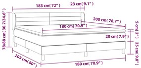 Giroletto a Molle con Materasso Marrone Scuro 180x200cm Tessuto