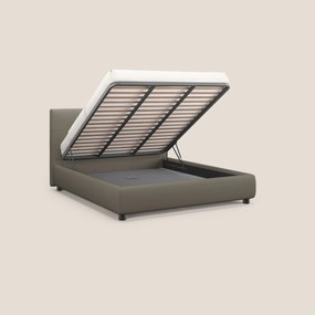 Minato letto imbottito contenitore con testata trapuntata in ecopelle impermeabile T04 talpa