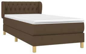Giroletto a molle con materasso marrone scuro 90x190cm tessuto