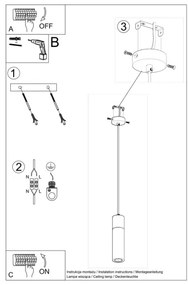 Sollux SL.0965 - Lampadario a sospensione con filo ZANE 1xGU10/40W/230V calcestruzzo/legno