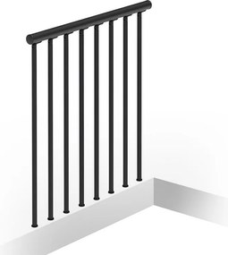 Balaustra in kit IRIS Superiore in acciaio nero, corrimano in pvc nero, L 101 cm fissaggio a pavimento