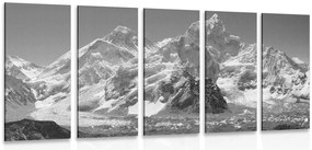 Quadri 5 pezzi – Meravigliosa cima di montagna in bianco e nero