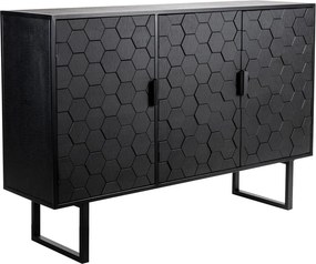 Cassettiera bassa nera in legno di pino 135x90 cm Linc - White Label