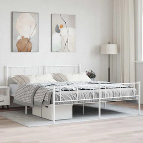 Giroletto Con Testiera E Pediera Metallo Bianco 180x200 Cm /