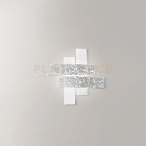 Lara p/p - applique a parete  in metallo e vetro bianco foglia arge...