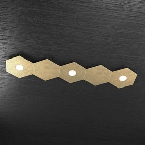 Hexagon applique-plafoniera 3 luci + 2 decorativo foglia oro 1142-3...