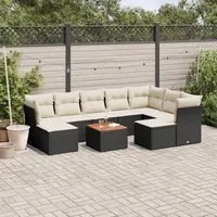 Set Divani da Giardino 10pz con Cuscini in Polyrattan Nero 3223963