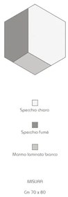 Specchio moderno 70x80 cm effetto marmo bianco e vetro fumč - JACOB