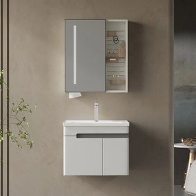 Kamalu - Mobile bagno 60 cm lavabo integrato e specchio contenitore | KAM-NS60
