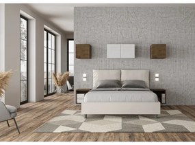 Letto contenitore imbottito 160x210 similpelle bianco Antea