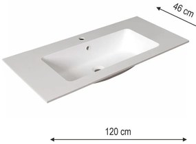 Lavabo integrale a incasso rettangolare L 120.5 x H 14 x P 46 cm in resina bianco opaco