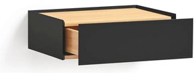 Comodino nero con piano effetto rovere da parete Arista – Teulat