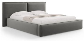 Letto matrimoniale imbottito grigio in velluto con contenitore con rete inclusa 180x200 cm Arendal – Cosmopolitan Design