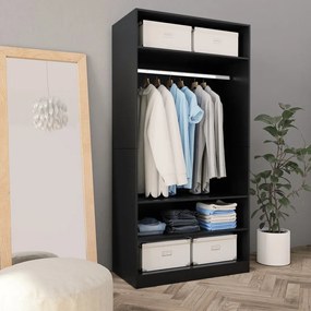 Armadio Nero 100x50x200 Cm İn Legno Multistrato /