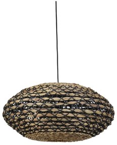 Lampada da soffitto in nero-naturale con paralume in rattan ed erba marina ø 60 cm Tripoli - Light &amp; Living