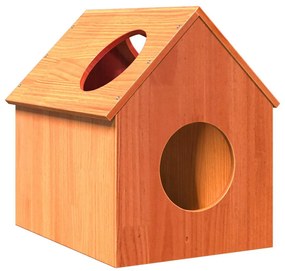 Cuccia Per Gatti Marrone Cera 41x50x50cm Legno Massello Di Pino /